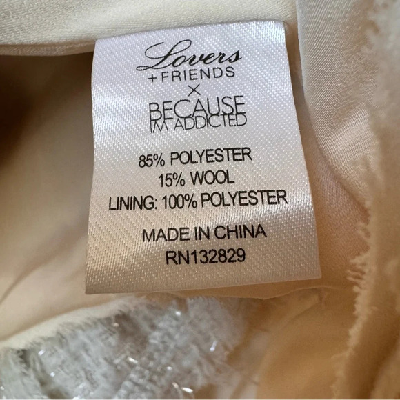 Lovers + Friends x Because I’m Addicted REVOLVE Tweed Stud Jacket Cream ASO - Picture 9 of 14